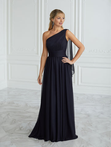 Chiffon One-Shoulder A-Line Gown 1