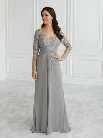 Sequined Lace Illusion A-Line Gown 1