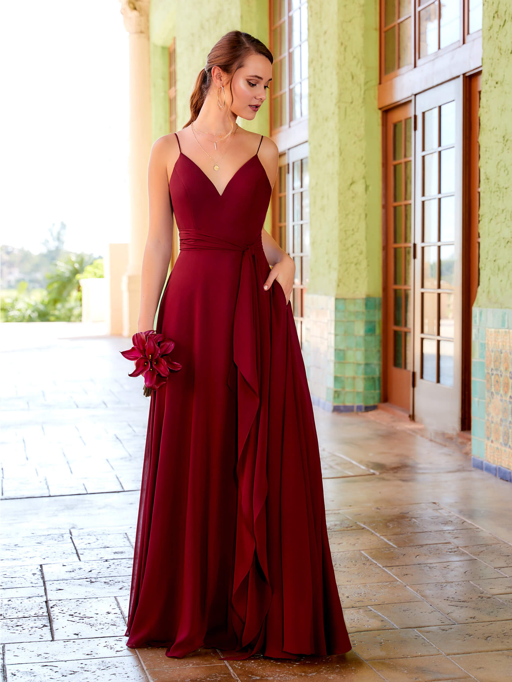 Chiffon A-Line Dress with Pockets 1