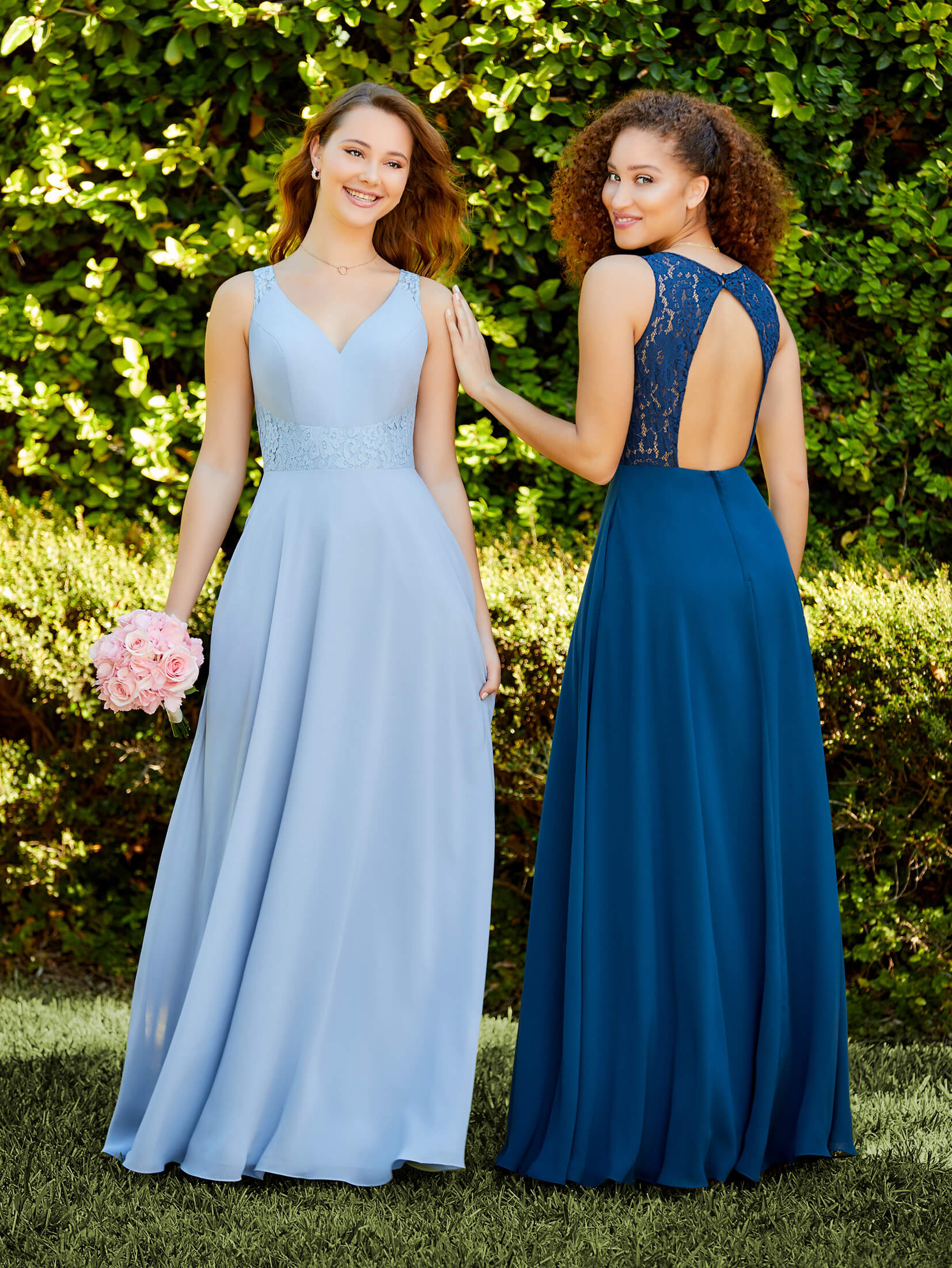 Chiffon and Lace A-Line Dress with Pockets 1