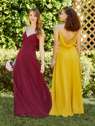 Spaghetti Strap Chiffon Dress with Satin Belt 1