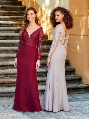 Long Sleeve Lace and Chiffon Sheath Dress 1