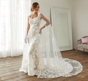 Lace Wedding Dress Train Cape In Ivory