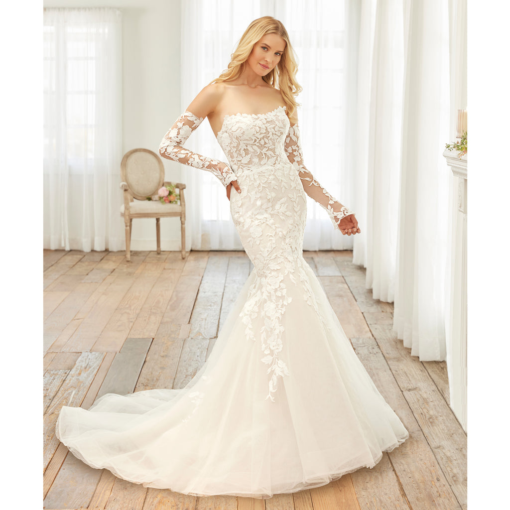 6319 Lace Appliqued Strapless Mermaid Gown main image 1