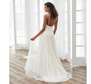 Hand-Beaded A-Line Gown In Ivory Ivory