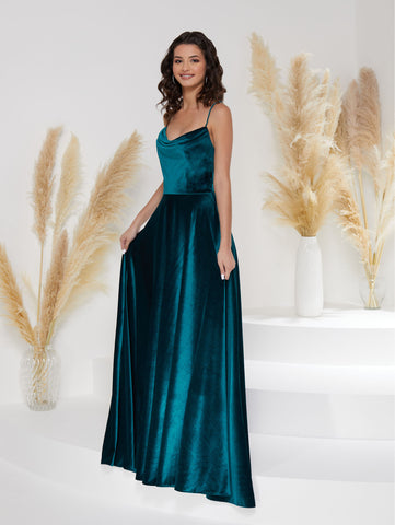 Cowl Neckline A-Line Gown with Lace-Up Back 1
