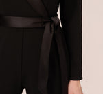 Long Sleeve Crepe Jumpsuit With Tuxedo Collar In Black 4