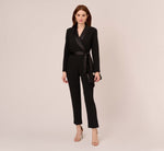 Long Sleeve Crepe Jumpsuit With Tuxedo Collar In Black 1