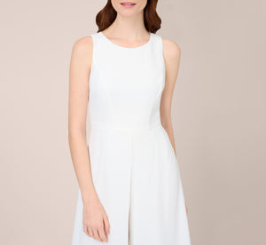 Colorblock Jumpsuit With Skirt Overlay In Ivory