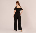 Jersey Banded Ruffled Jumpsuit With Cold Shoulder In Black 5
