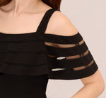 Jersey Banded Ruffled Jumpsuit With Cold Shoulder In Black 3