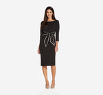 Knit Crepe Tie Dress In Black Ivory 6