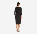 Knit Crepe Tie Dress In Black Ivory 5