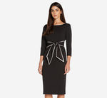 Knit Crepe Tie Dress In Black Ivory 2