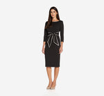 Knit Crepe Tie Dress In Black Ivory 1