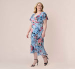 Plus Size Floral Faux Wrap Dress In Blue Multi 5