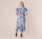 Plus Size Floral Faux Wrap Dress In Blue Multi 4