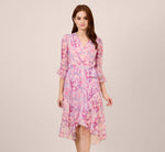 Floral-Printed Chiffon Short Dress In Pink Multi 1