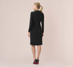 Jersey And Satin Short Sheath Tuxedo Dress In Black 4