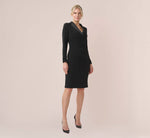 Jersey And Satin Short Sheath Tuxedo Dress In Black 1