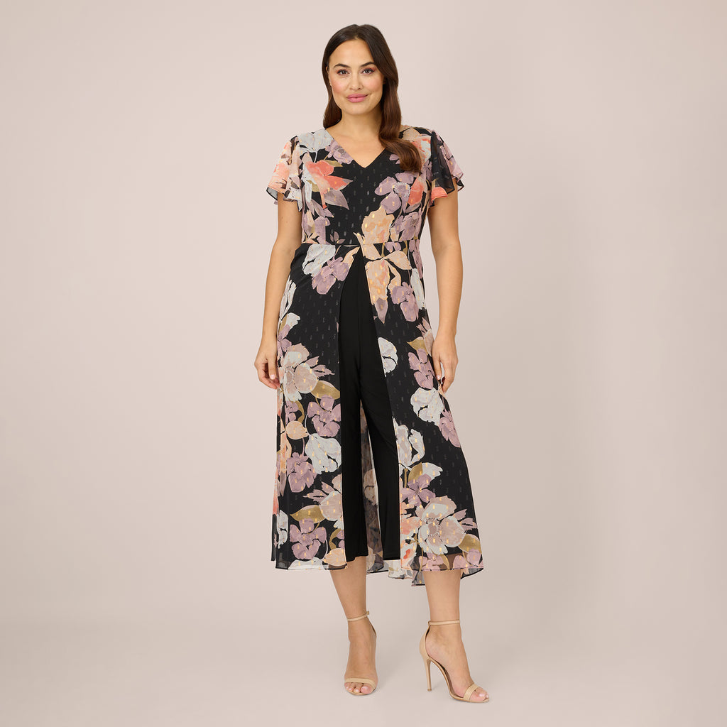 Date Night Perfect Black Satin Floral Hook-and-Eye Crop Top