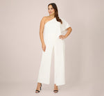 Plus Size Flutter One Shoulder Jumpsuit In Ivory 1