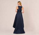 High Low Mikado Gown With Asymmetrical Detail In Midnight 6