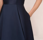 High Low Mikado Gown With Asymmetrical Detail In Midnight 4