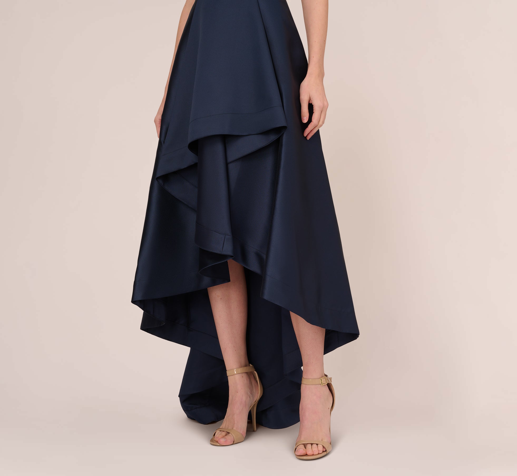 adrianna papell black high low dress Adrianna Papell High-Low Mikado Gown - Midnight Navy