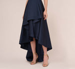 High Low Mikado Gown With Asymmetrical Detail In Midnight 5