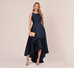 High Low Mikado Gown With Asymmetrical Detail In Midnight 2