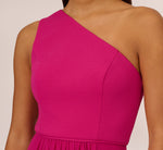 One Shoulder Chiffon Long Gown In Bright Magenta 3