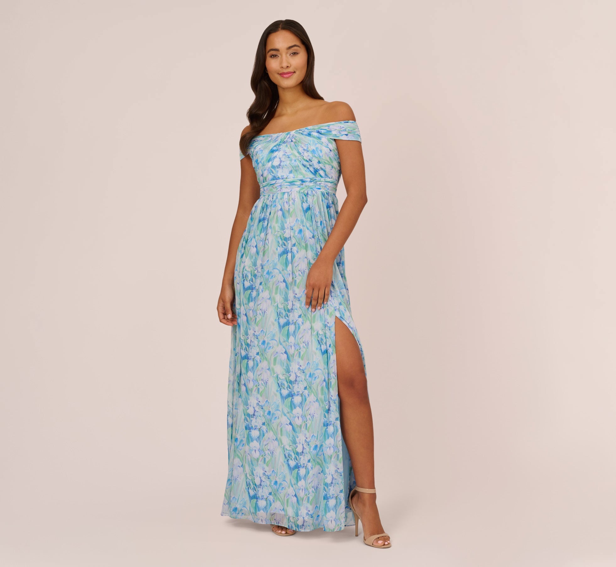 Grape Green Strips With Floral Print Dress – Indianvirasat