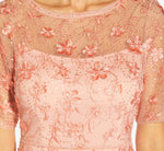 3D Floral Embroidered And Hand-Sequined Tea-Length Fit-And Flare Cocktail Dress In Peach Blossom 3