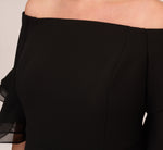Plus Size Off The Shoulder Crepe Jumpsuit With Organza Sleeves In Black 4