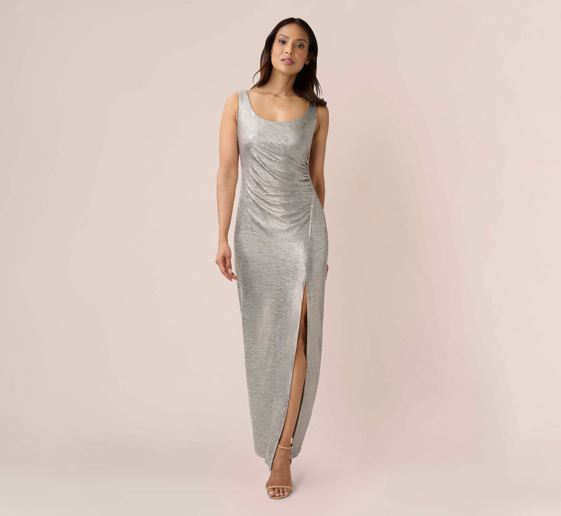 Draped Flower Detail Sequin Maxi Dress Silver - Luxe Sequin Dresses and  Luxe Party Dresses