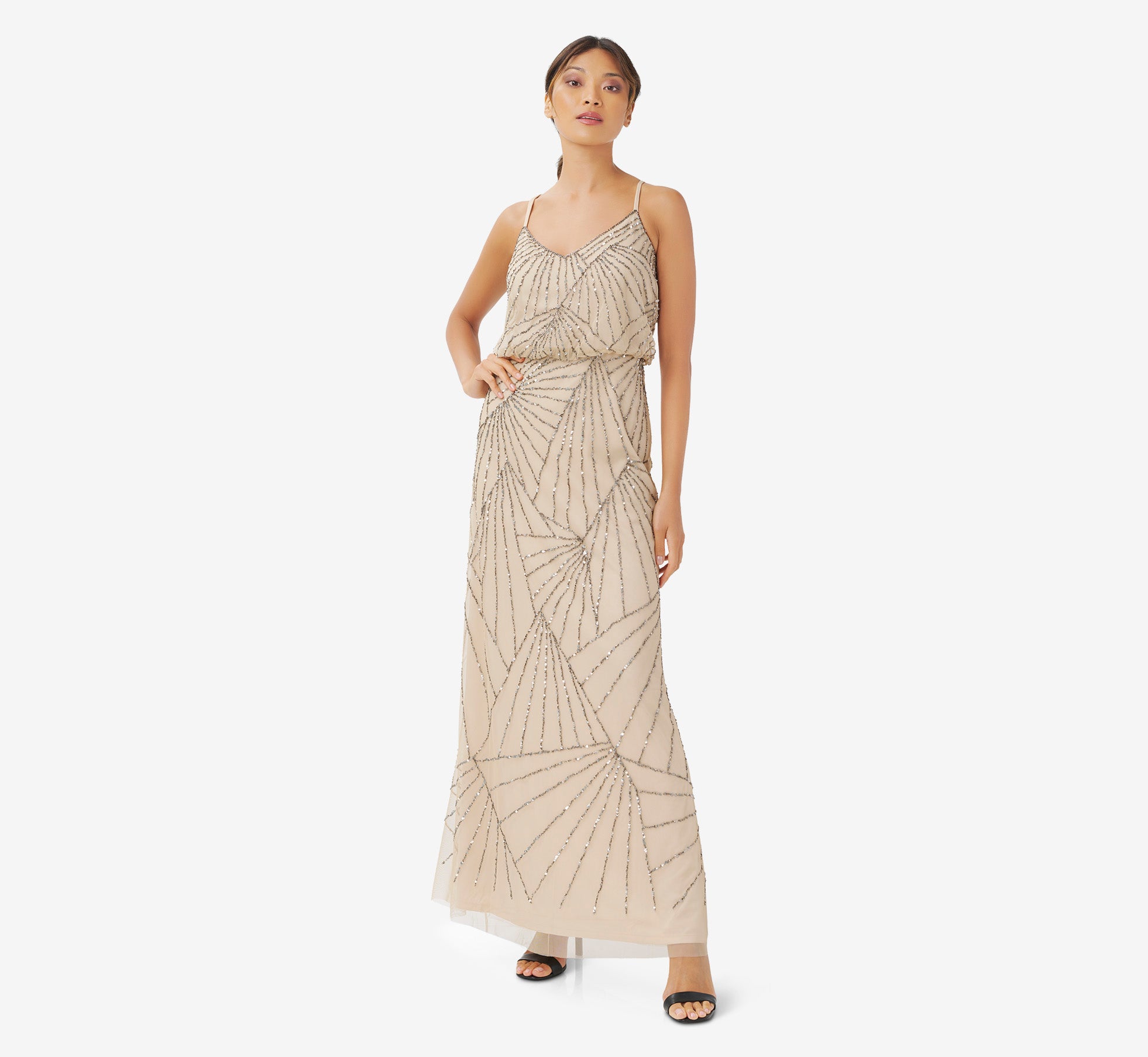 Adrianna Papell Beaded Illusion Gown Wedding Dress [WD205065] - $1,000.00 |  Weddingdresshouse