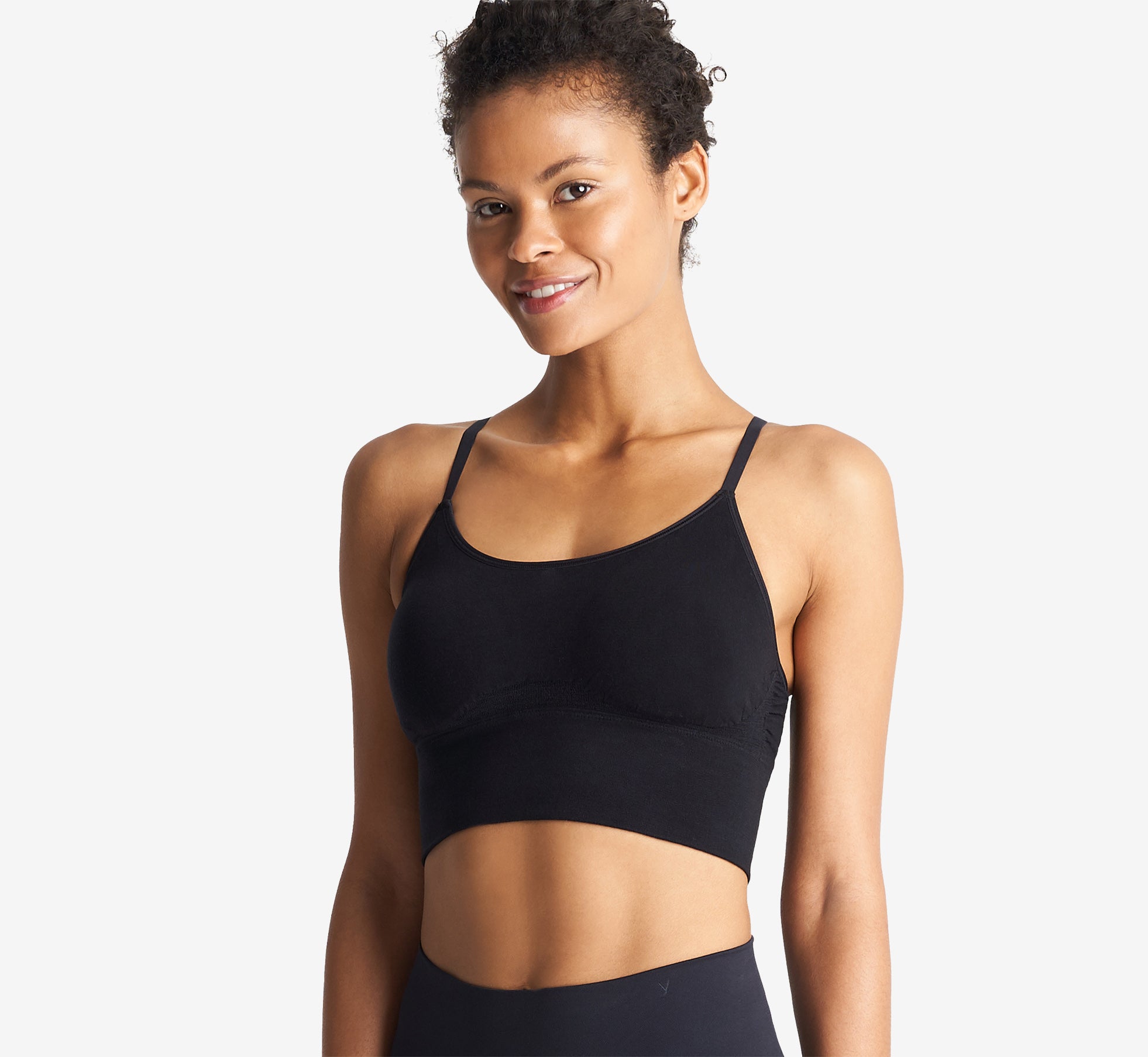Evelyn Long Line Racerback Bralette With Removable Pads In Black
