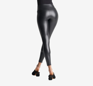 Faux Leather Shaping Legging With Side Zip In Black