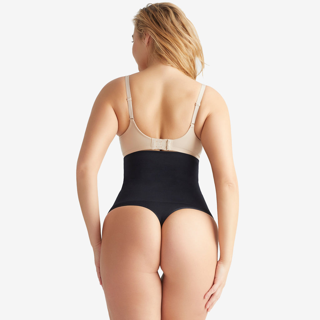 High Waisted Shaping Thong In Black